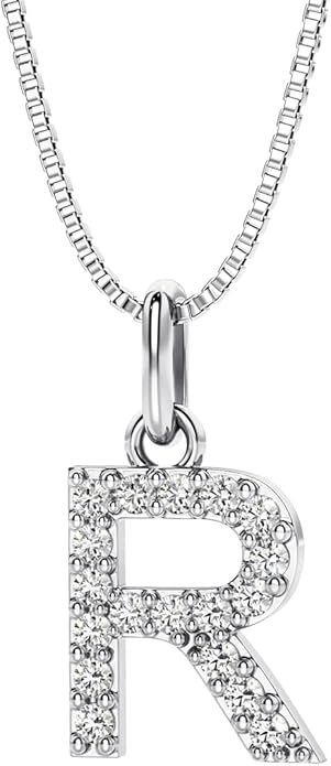 PEORA Letter A to Z Lab Grown Diamond Initial Pendant Necklace in Sterling Silver, F-G Color, VS Clarity, with 18 inch Chain