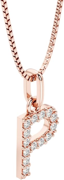 PEORA Letter A to Z Lab Grown Diamond Initial Pendant Necklace in Sterling Silver, F-G Color, VS Clarity, with 18 inch Chain