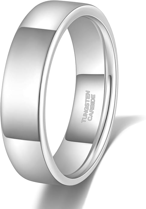 TRUMIUM 2mm 4mm 6mm Tungsten Rings for Women Men's Wedding Bands Gold Plated Beveled Edges Flat High Polished Comfort Fit Size 5-14