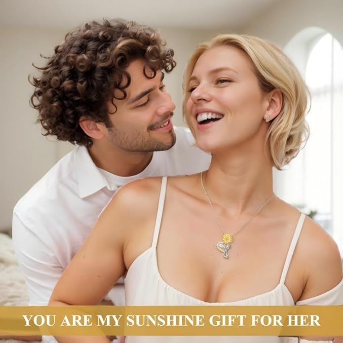 Anniversary Birthday Gifts for Women,Christmas Gifts for Women,Sunflower Necklace,18K Gold Plated You Are My Sunshine Necklace,Mothers Day Gifts for Wife,Girlfriend,Mom, Daughter,Sister