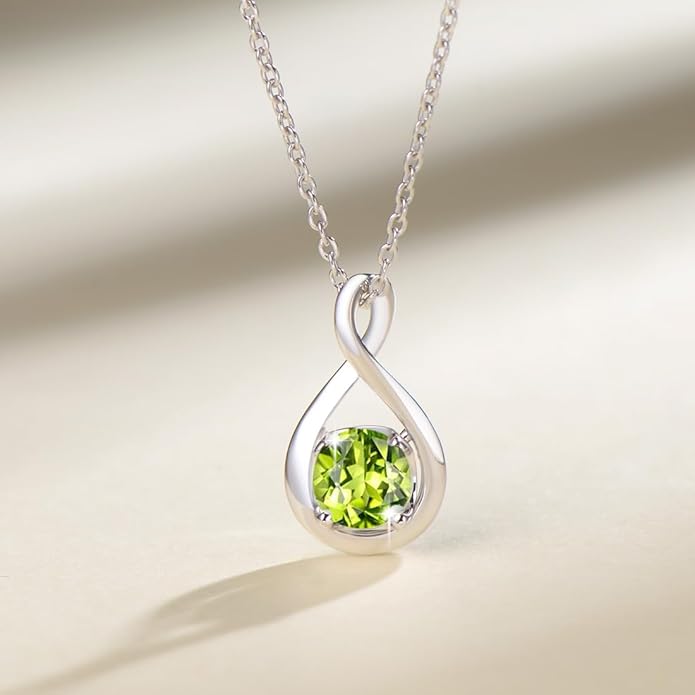 FANCIME Birthstone Necklaces for Women Fine Jewelry Sterling Silver Dainty Infinity Pendant Anniversary Birthday Christmas Gifts for Her Wife Mom Lady Daughter, Chain 16"+2" Extend