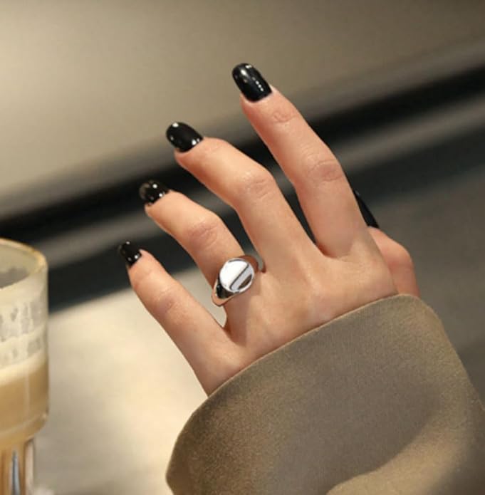 Stainless Steel Round Shape Classical Simple Plain Wedding Engagement Statement Pinky Band Signet Rings for Men Women Size 4-15