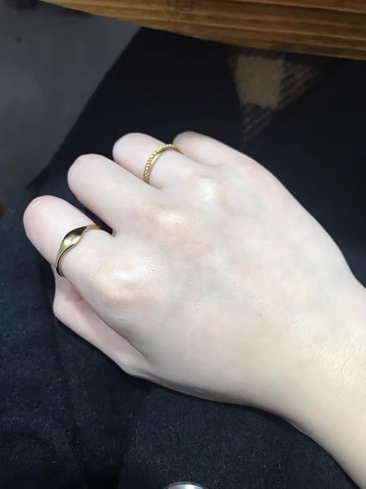 Kainier 14K Gold Plated Signet Rings Stackable Plain Slim Oval-shaped Thin Pinky Band for Women - 1.5mm Classic Dainty Cute Stacking Ring with Comfort Fit - Sizes 5-10