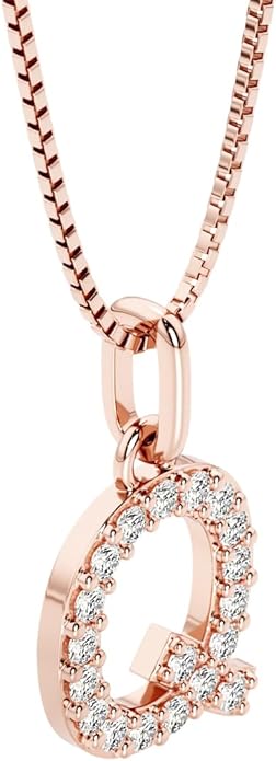 PEORA Letter A to Z Lab Grown Diamond Initial Pendant Necklace in Sterling Silver, F-G Color, VS Clarity, with 18 inch Chain