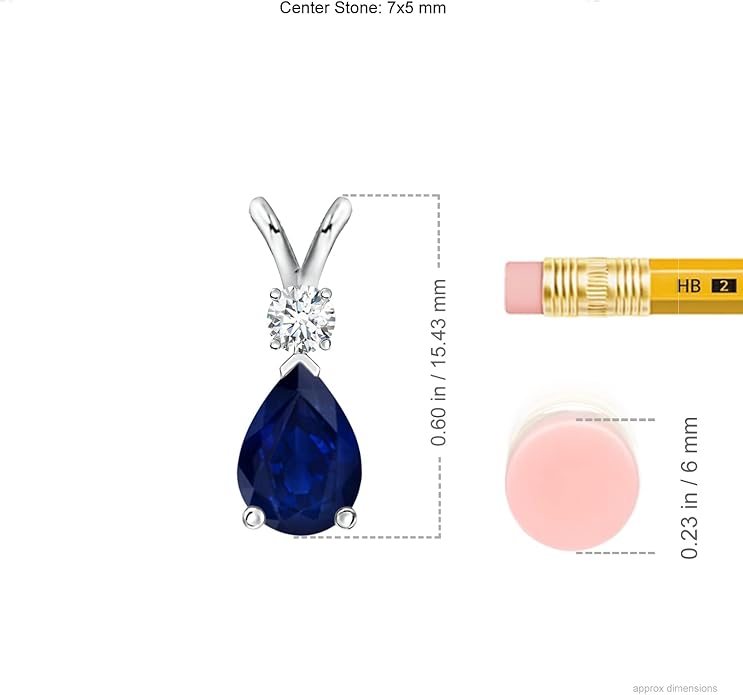 Angara Natural 0.75 Carat Blue Sapphire Teardrop Pendant Necklace for Women with Diamond in 14K White Gold With 18 Inch Chain | September Birthstone Jewelry Gift