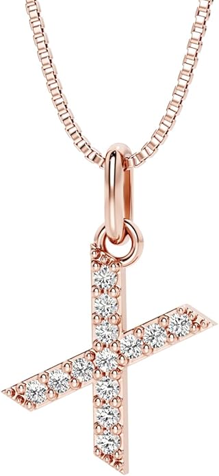 PEORA Letter A to Z Lab Grown Diamond Initial Pendant Necklace in Sterling Silver, F-G Color, VS Clarity, with 18 inch Chain