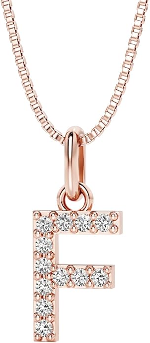 PEORA Letter A to Z Lab Grown Diamond Initial Pendant Necklace in Sterling Silver, F-G Color, VS Clarity, with 18 inch Chain
