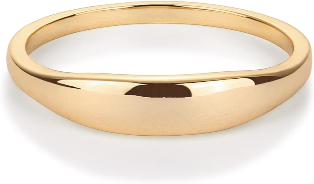 PAVOI 14K Gold Plated Chunky Signet Ring for Women | Women's Stackable Bands