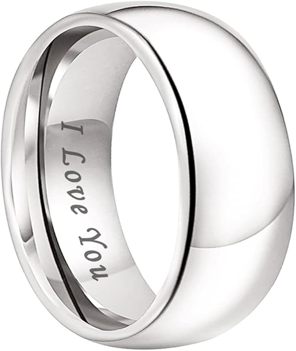 4mm 6mm 8mm 10mm Silver/Gold/White Tungsten Rings for Men Women Couple Fashion Jewelry Anniversary Engagement Wedding Bands Domed Polished I Love You Engraved Comfort Fit