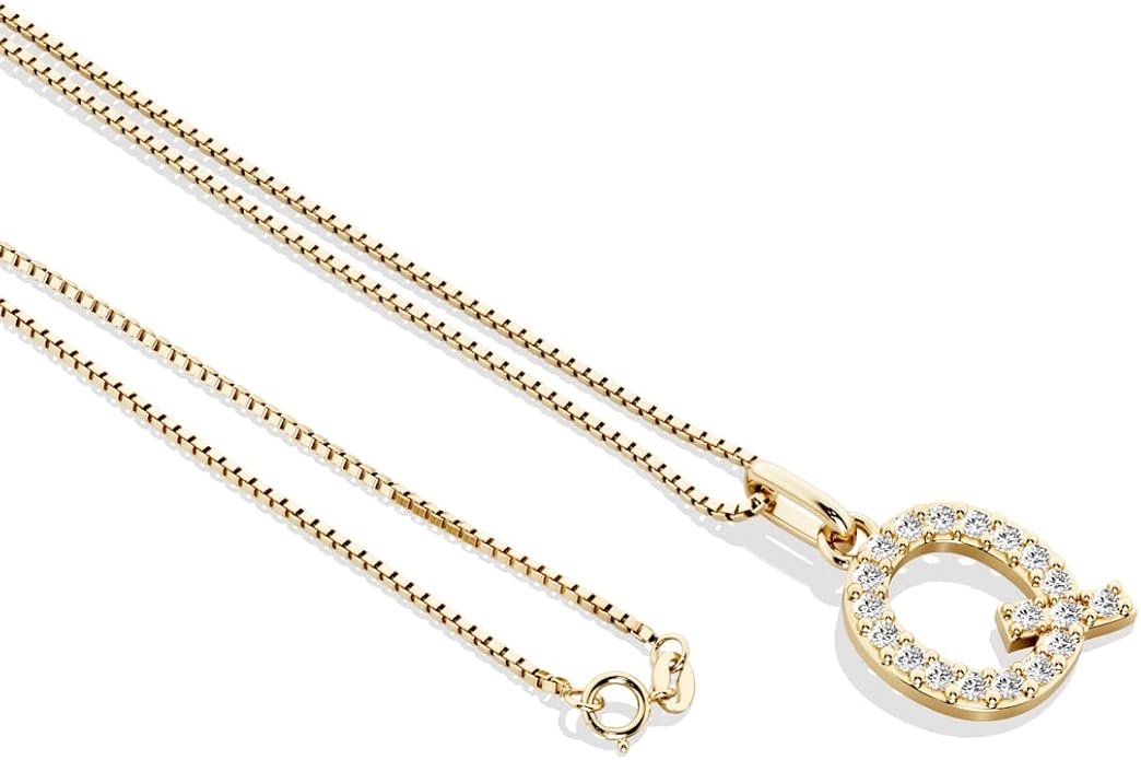 PEORA Letter A to Z Lab Grown Diamond Initial Pendant Necklace in Sterling Silver, F-G Color, VS Clarity, with 18 inch Chain