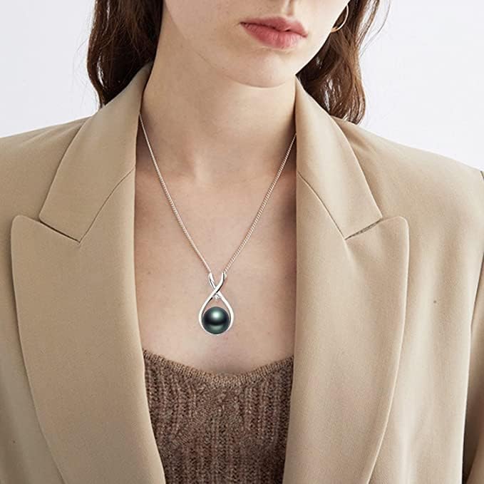 Gifts for Wife Women Anniversary-Tahitian Black Pearl Necklace-Mom Girlfriend Her Fine Jewelry Mothers Day Valentines Christmas Birthdays Gift