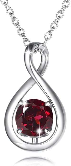 FANCIME Birthstone Necklaces for Women Fine Jewelry Sterling Silver Dainty Infinity Pendant Anniversary Birthday Christmas Gifts for Her Wife Mom Lady Daughter, Chain 16"+2" Extend