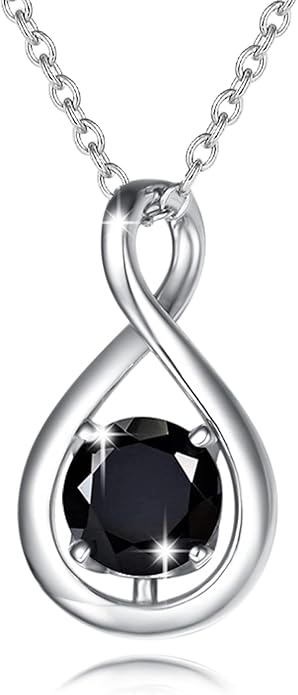 FANCIME Birthstone Necklaces for Women Fine Jewelry Sterling Silver Dainty Infinity Pendant Anniversary Birthday Christmas Gifts for Her Wife Mom Lady Daughter, Chain 16"+2" Extend