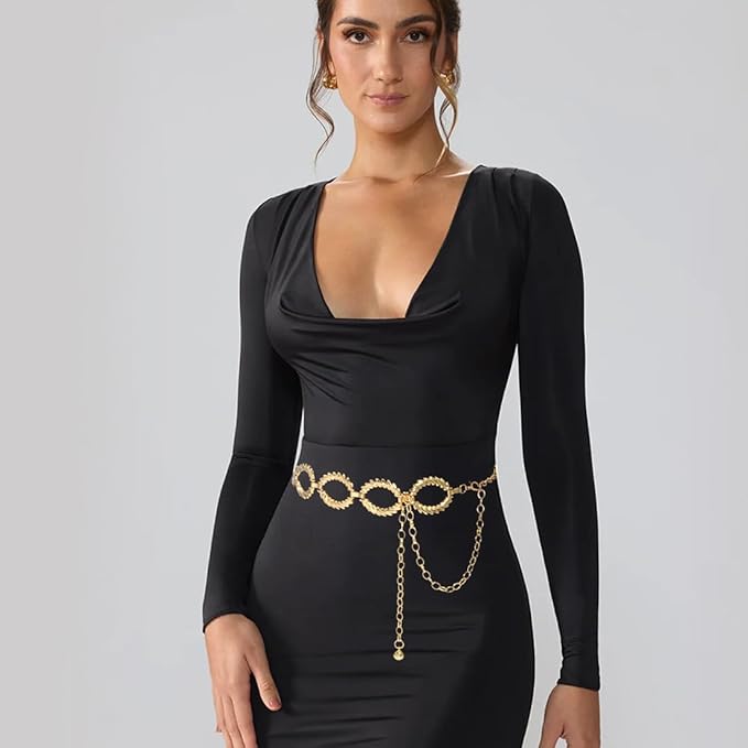 Women's Chain Belt Metal Waist Belt Chunky Belly Link Belt