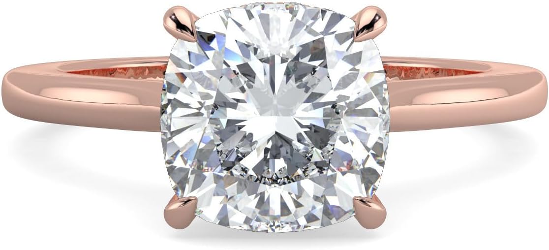 14K and 18K White Yellow and Rose Gold Lab Grown Diamond Solitaire Engagement Ring for Women, 4 Prong Rings for Wedding and Valentine Gift 1 to 2 Carat TW (Color E-F, Clarity VVS-VS)