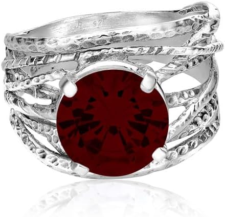 JEAN RACHEL JEWELRY 925 Sterling Silver Ring - Wrap Vintage Design with Prong Set Round Cubic Zirconia - Hypoallergenic, Lead & Nickel Free - Artisan Handcrafted Statement Rings for Women