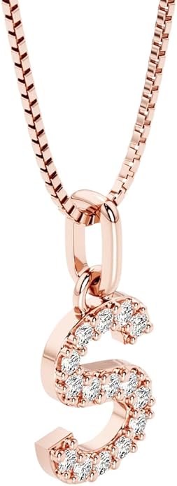 PEORA Letter A to Z Lab Grown Diamond Initial Pendant Necklace in Sterling Silver, F-G Color, VS Clarity, with 18 inch Chain