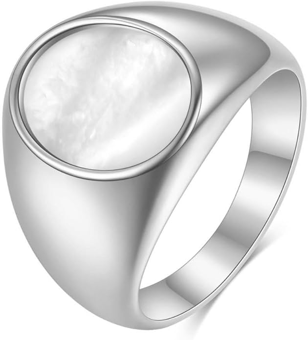 Stainless Steel Round Shape Classical Simple Plain Wedding Engagement Statement Pinky Band Signet Rings for Men Women Size 4-15