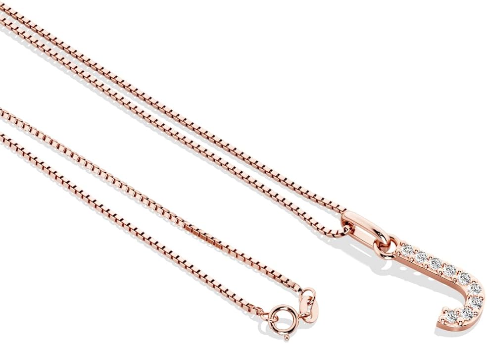 PEORA Letter A to Z Lab Grown Diamond Initial Pendant Necklace in Sterling Silver, F-G Color, VS Clarity, with 18 inch Chain