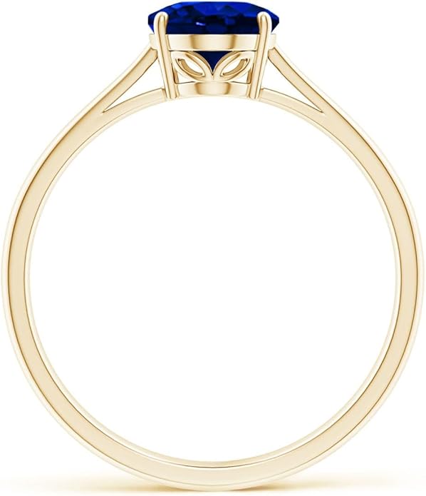 Angara Natural Blue Sapphire Solitaire Engagement Ring for Women | Oval Shape Blue Sapphire Ring in 14K Solid Gold/Sterling Silver/Platinum | September Birthday, Gemstone Jewellery Gift