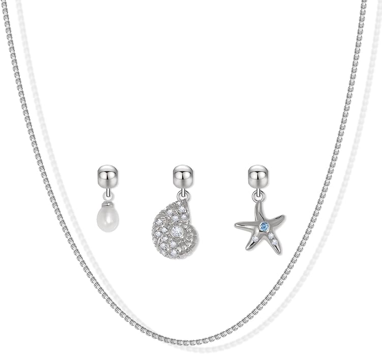 Summer Holiday Necklace,Dainty Chain, Charm Necklace For Women,Cute Cat Charm,Natural Pearls,18k Gold Plated,Choose Your Favorite Charm, Change Easily