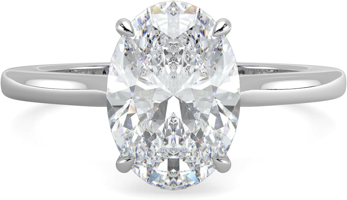 14K and 18K White Yellow and Rose Gold Lab Grown Diamond Solitaire Engagement Ring for Women, 4 Prong Rings for Wedding and Valentine Gift 1 to 2 Carat TW (Color E-F, Clarity VVS-VS)