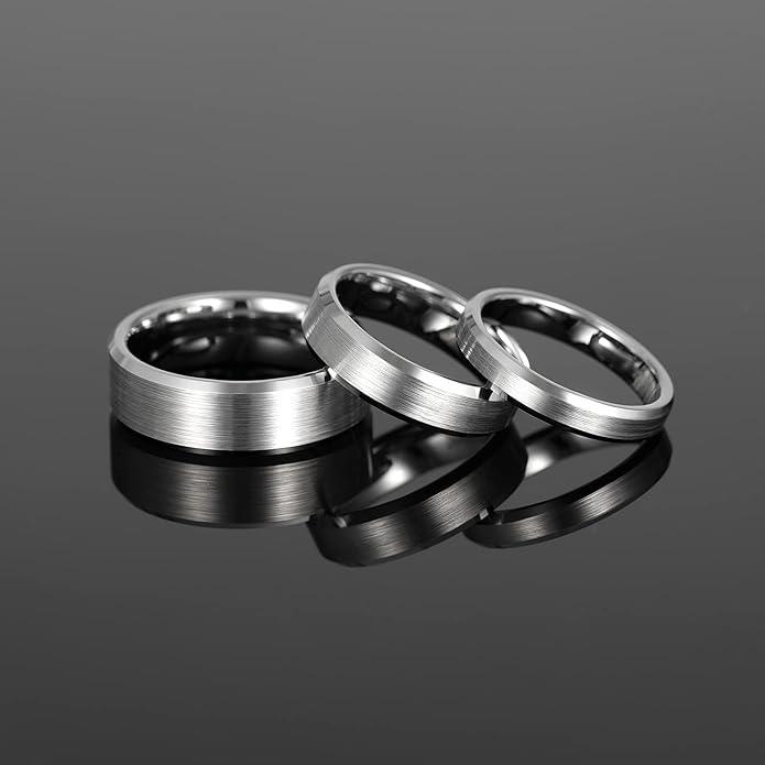 Greenpod 4MM 6MM 8MM Tungsten Carbide Engagement Ring Brushed Beveled Edge Polished Silver Wedding Band for Men Women Engraved I Love You Always & Forever Size 4-15