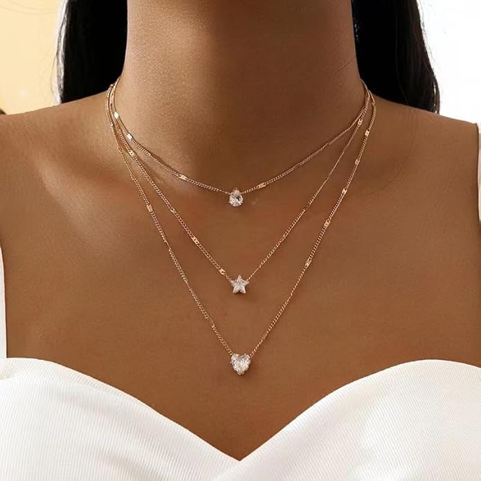 ASCOMY Layered Necklaces for Women Dainty Gold Necklace 14K Gold Plated Herringbone Necklace for Women Pearl Cross Necklace Paperclip Cuban Figaro Rope Satellite Chain Gold Choker Trendy Jewelry Gift