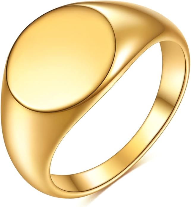 Stainless Steel Round Shape Classical Simple Plain Wedding Engagement Statement Pinky Band Signet Rings for Men Women Size 4-15