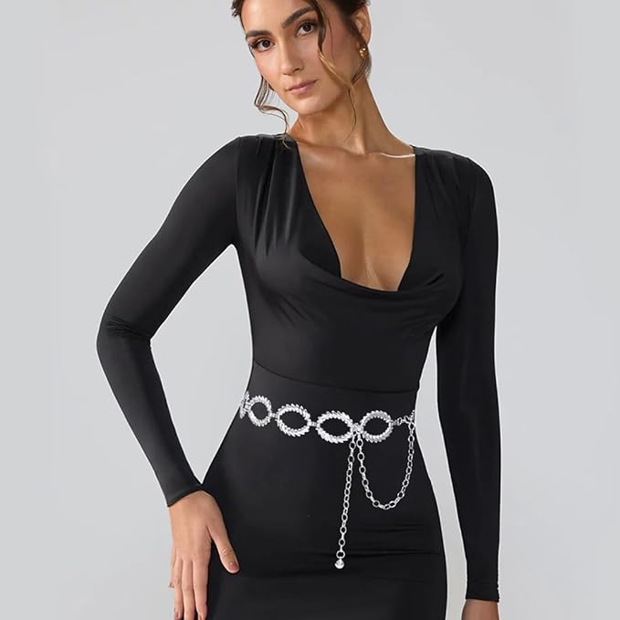 Women's Chain Belt Metal Waist Belt Chunky Belly Link Belt