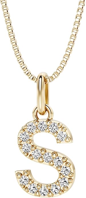 PEORA Letter A to Z Lab Grown Diamond Initial Pendant Necklace in Sterling Silver, F-G Color, VS Clarity, with 18 inch Chain