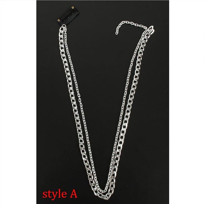 4PCS Dreadlocks Metal Tassel Ponytail Multi-Strand Hair Chain Prom Party Concave styling hair accessories hair extension chain with clip for girls and women (silver)