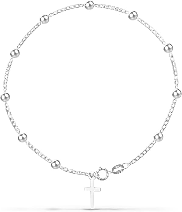 Amy & Annette Italian Sterling Silver Rosary Bracelet - Rosary Bracelet with Spring Ring Closure - Great Gift Idea for Every Occasion - Size (7.25in) - Made in Italy