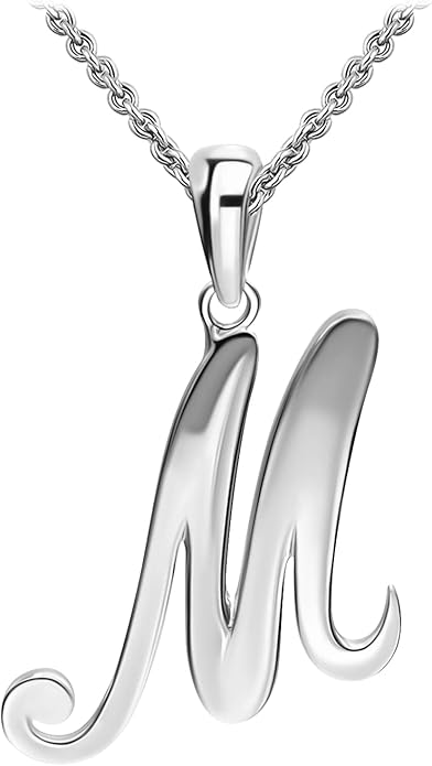 SEA OF ICE Letter Initial Necklace, Alphabet Letter Pendant Necklace, Sterling Silver, Gold, Rose Gold Necklace for Women, Elegant Initial Necklaces, Personalized Custom Women's Necklaces