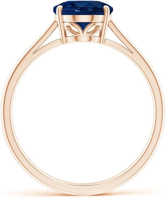 Angara Natural Blue Sapphire Solitaire Engagement Ring for Women | Oval Shape Blue Sapphire Ring in 14K Solid Gold/Sterling Silver/Platinum | September Birthday, Gemstone Jewellery Gift