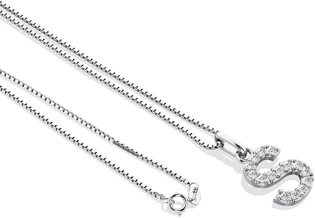 PEORA Letter A to Z Lab Grown Diamond Initial Pendant Necklace in Sterling Silver, F-G Color, VS Clarity, with 18 inch Chain