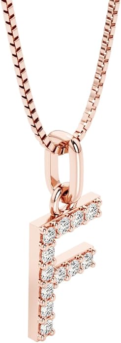 PEORA Letter A to Z Lab Grown Diamond Initial Pendant Necklace in Sterling Silver, F-G Color, VS Clarity, with 18 inch Chain