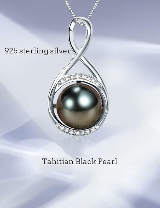 Gifts for Women Mom-Wedding-Anniversary-Wife-Jewelry-Tahitian -Black-Pearl-Necklace for Women Birthday for Womens Her Girlfriend Valentines Day Mothers Day Christmas Gifts for Wife Mom