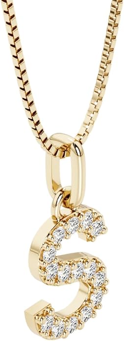 PEORA Letter A to Z Lab Grown Diamond Initial Pendant Necklace in Sterling Silver, F-G Color, VS Clarity, with 18 inch Chain