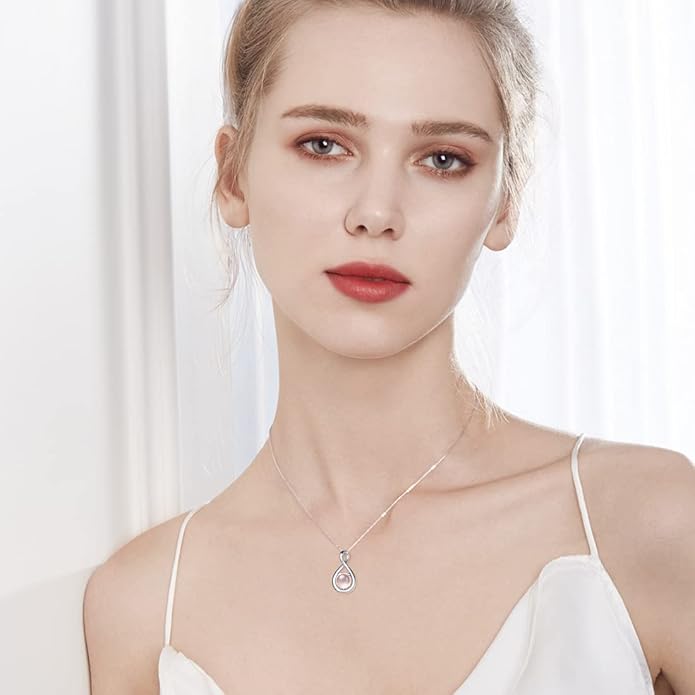 FANCIME Birthstone Necklaces for Women Fine Jewelry Sterling Silver Dainty Infinity Pendant Anniversary Birthday Christmas Gifts for Her Wife Mom Lady Daughter, Chain 16"+2" Extend