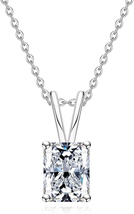 AnuClub Moissanite Pendant Necklace 2/3/4/5CT D Color VVS1 925 Sterling Silver Everyday Wear Necklace for Women Wife Her with Certificate, 40+2+3 Adjustable Chain