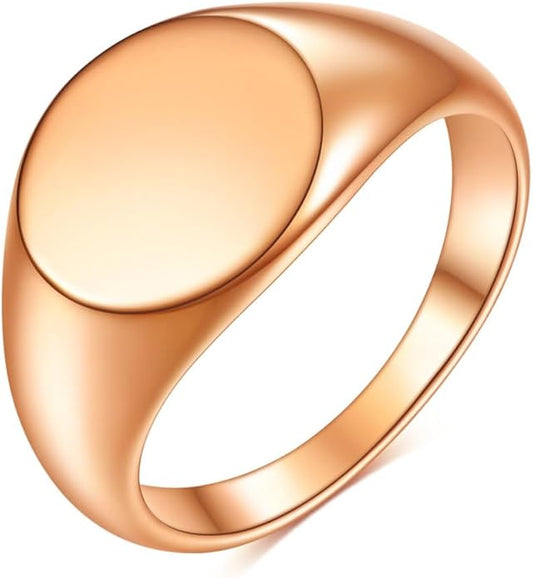 Stainless Steel Round Shape Classical Simple Plain Wedding Engagement Statement Pinky Band Signet Rings for Men Women Size 4-15