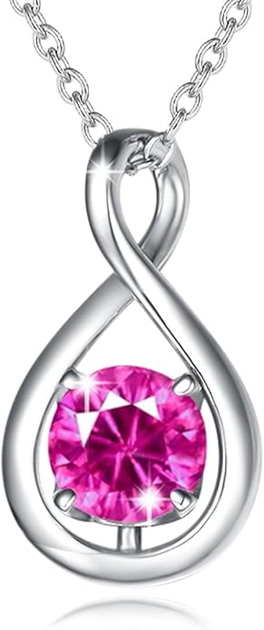 FANCIME Birthstone Necklaces for Women Fine Jewelry Sterling Silver Dainty Infinity Pendant Anniversary Birthday Christmas Gifts for Her Wife Mom Lady Daughter, Chain 16"+2" Extend