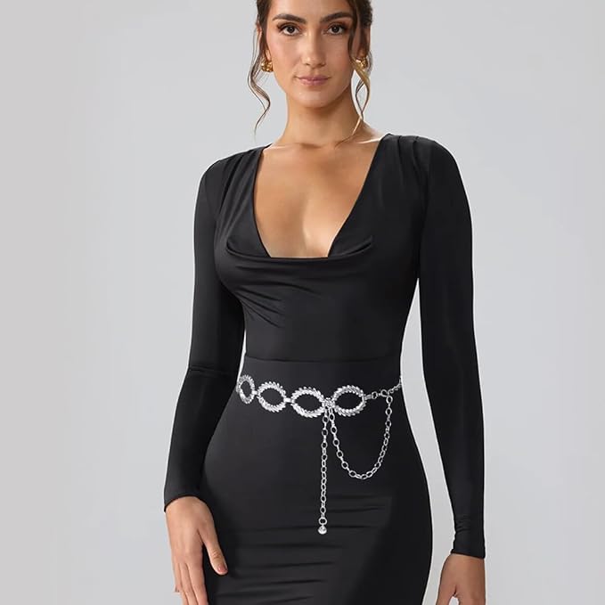 Women's Chain Belt Metal Waist Belt Chunky Belly Link Belt