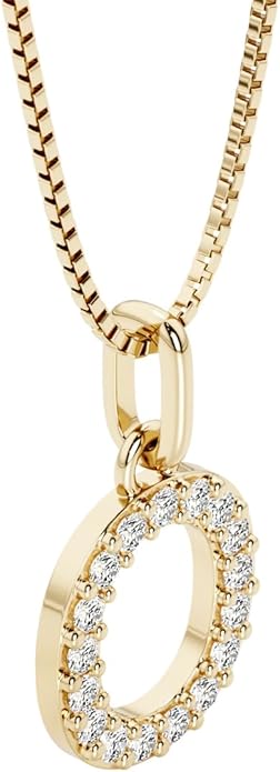 PEORA Letter A to Z Lab Grown Diamond Initial Pendant Necklace in Sterling Silver, F-G Color, VS Clarity, with 18 inch Chain