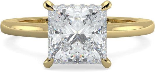 14K and 18K White Yellow and Rose Gold Lab Grown Diamond Solitaire Engagement Ring for Women, 4 Prong Rings for Wedding and Valentine Gift 1 to 2 Carat TW (Color E-F, Clarity VVS-VS)