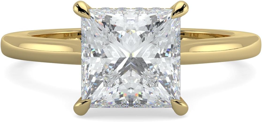 14K and 18K White Yellow and Rose Gold Lab Grown Diamond Solitaire Engagement Ring for Women, 4 Prong Rings for Wedding and Valentine Gift 1 to 2 Carat TW (Color E-F, Clarity VVS-VS)