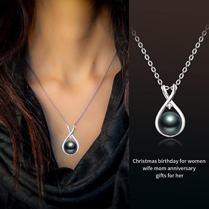 Gifts for Wife Women Anniversary-Tahitian Black Pearl Necklace-Mom Girlfriend Her Fine Jewelry Mothers Day Valentines Christmas Birthdays Gift