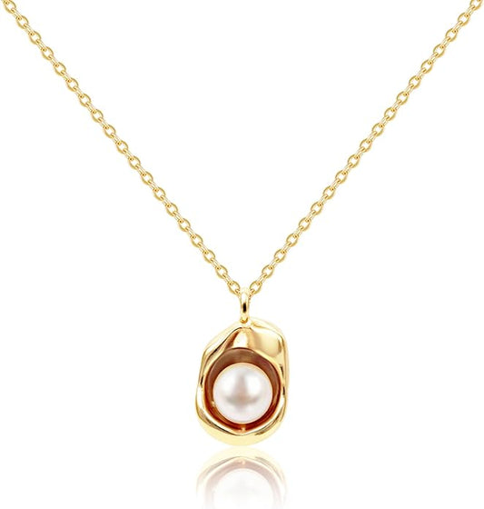 Pearl Necklaces for Women,Charm Choker Necklaces with Natural Freshwater Cultured Pearls,Dainty Pendants Necklaces Daily Wear or Fashion Gift for Women