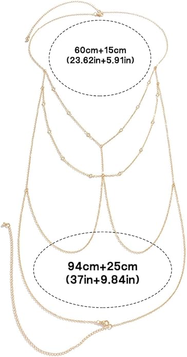 MODRSA Gold Chain Belt - Fashion Waist Chain Belt with Moon, Butterfly Rhinestone & Layered Design